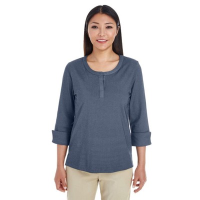 Devon & Jones Ladies' Central Cotton Blend Mélange Knit Top