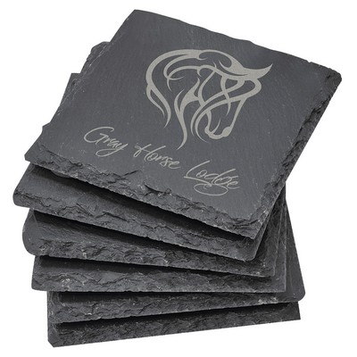 4" x 4" Square Slate Coaster Set-6 Piece