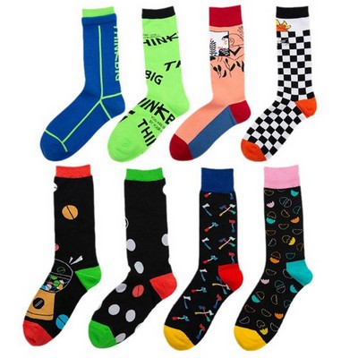 Custom Cotton Knit Print Crew Sock