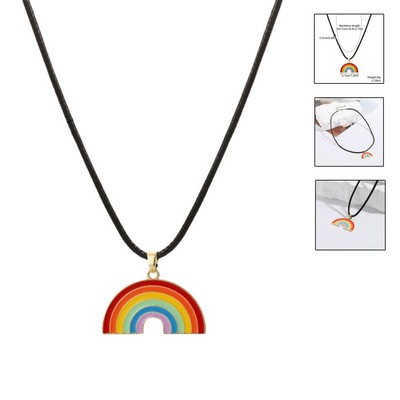 Rainbow Pendant Rope Choker Pride Necklace