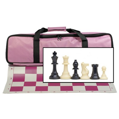 Travel Tournament Chess Set, 20 in Board, Chess Bag, 3.75 in. King