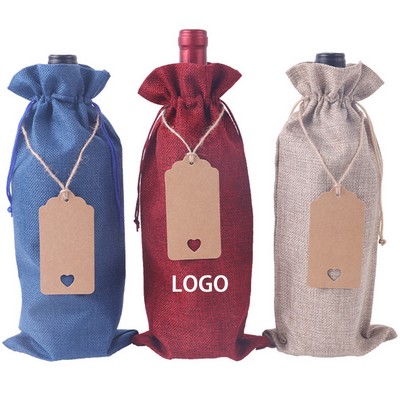 Premium Reusable Burlap Wine Bags and Gift Tags