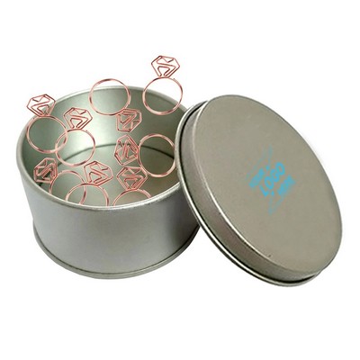 Diamond Ring Paper Clips w/Tin Box