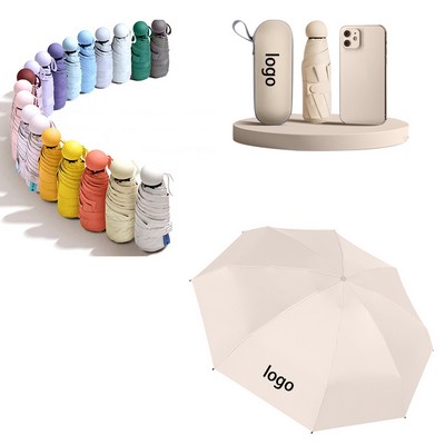 High-Quality Pongee Fabric Compact Five-Fold Capsule All-Weather Umbrella