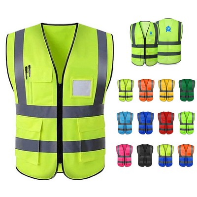 Visibility Reflective Safety Vest w/Pockets