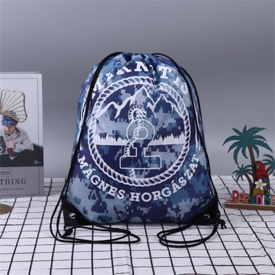 Dye Sublimation Full Color 210D Drawstring Backpack-Camouflage