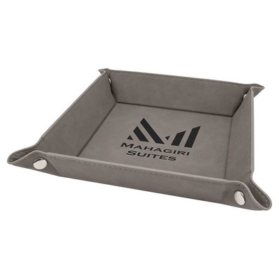 6" x 6" Snap Up Tray, Gray Laserable Leatherette