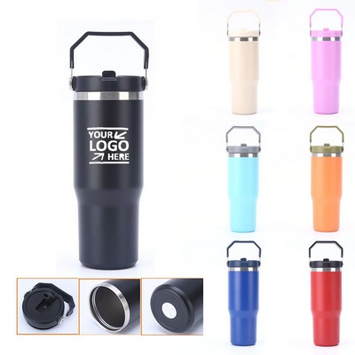 30 oz Stainless Steel Hand Tumbler With Straw