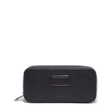 Tumi Nassau Travel Watch Case- Black Embossed Leather