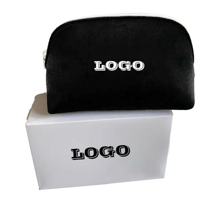 Black Velvet Semi-Circular Makeup Bag