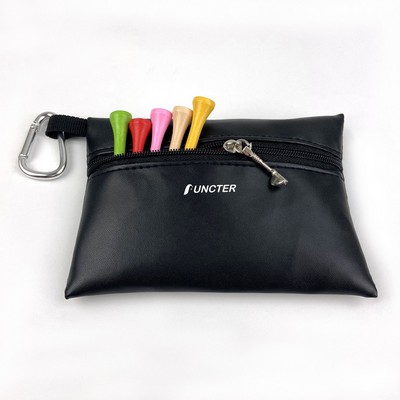 Mini Golf Tee Pouch Bag, Golf Ball Tee Storage Bag Leather Golf Tees Pocket with Zipper