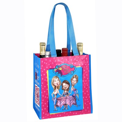 145g Laminated Woven 6-Bottle Wine Custom Tote Bag (10"x11"x7")