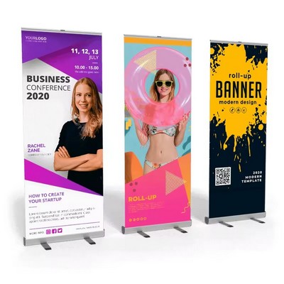 Retractable Economy Roll Up Banner Stands 33"x 70"