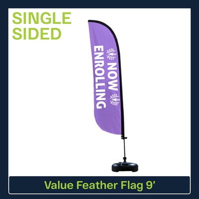 Value 9' Feather Flag - Single Sided Graphic Water Base