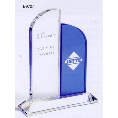 Blue Optic Crystal Double Arch Award