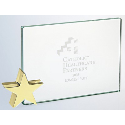 Jade Glass Award with Brass Star Holder (6"x4")