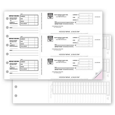 Deposit Ticket, 3-On-a- Page - 1-Part Forms