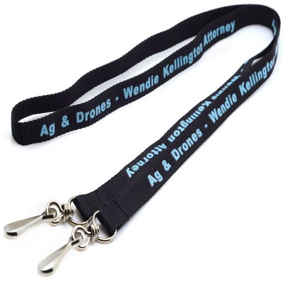 1/2" Custom Open Ended Polyester Lanyard w/ Badge Holder