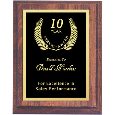 Digital Lasered Cherry Finish Award Plaque 8"x10"