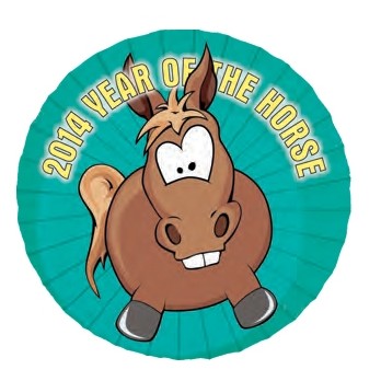 2014 Year of the Horse Round Maxi Magnet w/ Button Magnet (12 Square Inch)