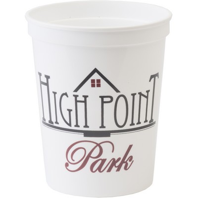 16 Oz. Smooth Walled Plastic Stadium Cup with Automated Silkscreen Imprint