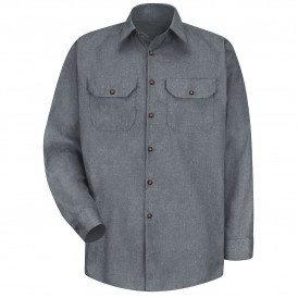 Red Kap™ Men's Long Sleeve Heathered Poplin Uniform Shirt - Navy Gray