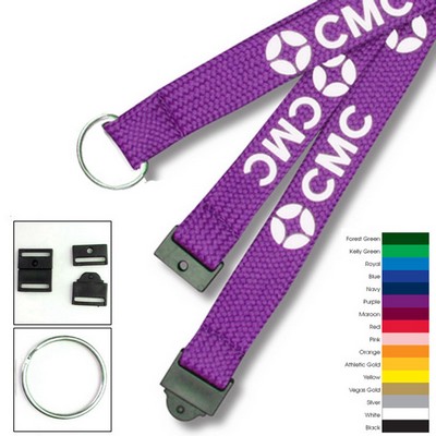 3/4" Polyester Lanyard W/ Metal Split Ring & Quick Release