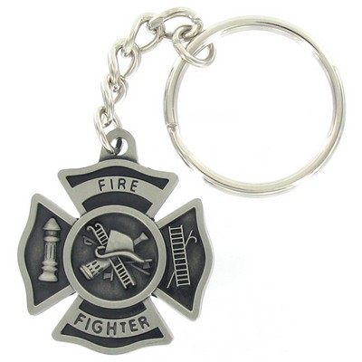 Firefighter Pewter Silver Key Chain