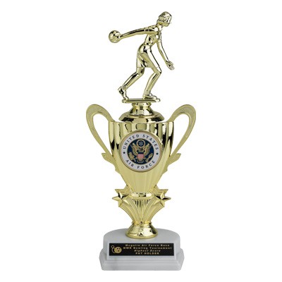 12 ½" Sports Trophy w/Riser & 2" Medallion Insert & Figure