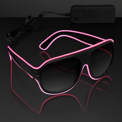 Pink "Neon Look" Aviator EL Shades - BLANK