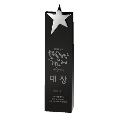 Black Crystal Star Wedge Award 10 3/4"H