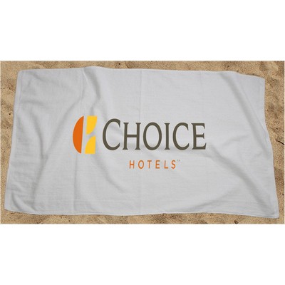 Terry Beach Towel White -- 1 Color Large Imprint-- 28"X58"