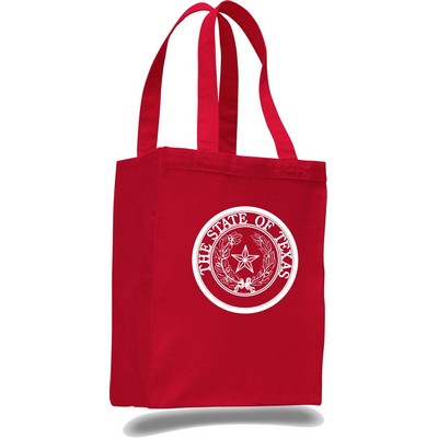 Red Canvas Shopping Tote with Gusset--1-Color Imprint