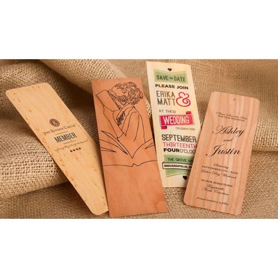 1" x 4" - Wood Veneer Bookmarks - 1 Sided