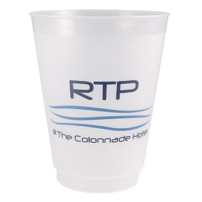 16 Oz. Frosted Translucent Plastic Stadium Cup with Automated Silkscreen Imprint