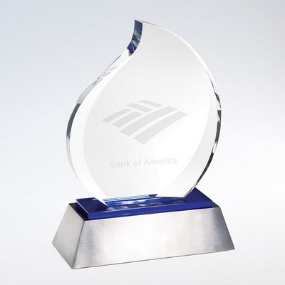 Blue Eternal Flame Award on Aluminum Base, 6"x7-3/4"H