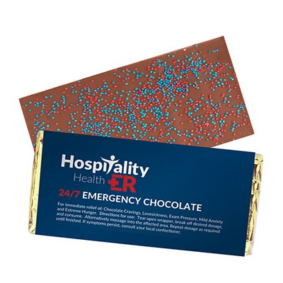 Foil Wrapped Belgian Chocolate Bar w/ Corporate Color Nonpareil Sprinkles