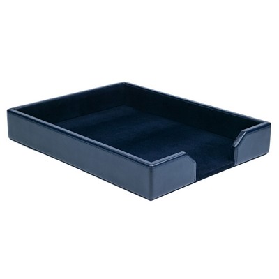 Bonded Leather Navy Blue Letter Tray