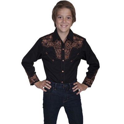 Kids Floral Tooled Embroidered Shirt