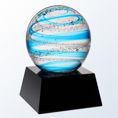 Blue Globe Art Glass Award, 5 1/2"H