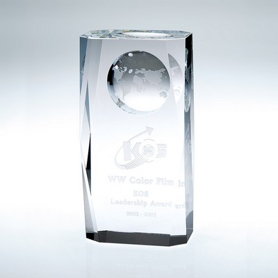 Beveled Globe Column X-Large Optic Crystal Award