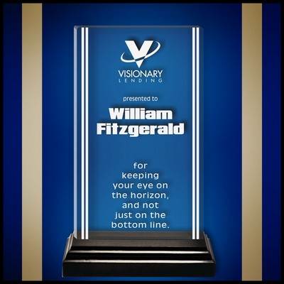 10" Rectangle Clear Acrylic Award with a Black Wood Base