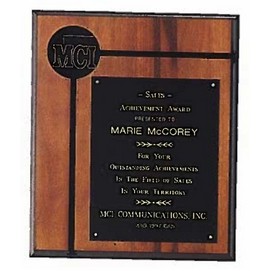 Airflyte® Furniture Finish American Walnut Perpetual Plaque w/2.5" Brass Disc (7"x 9")