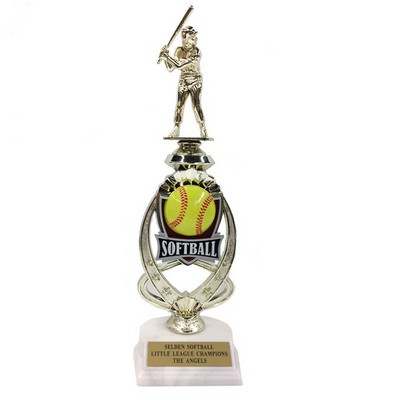 13" Female Softball Trophy Riser w/Figure on Marble Base