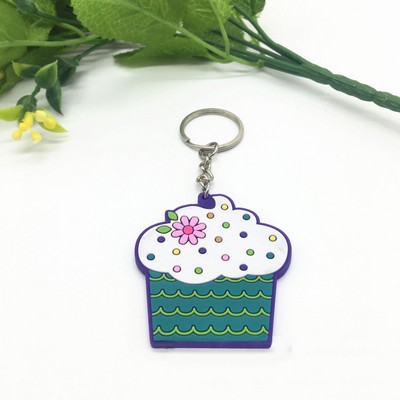 Cup Cake Shape 2D Soft PVC Keychain