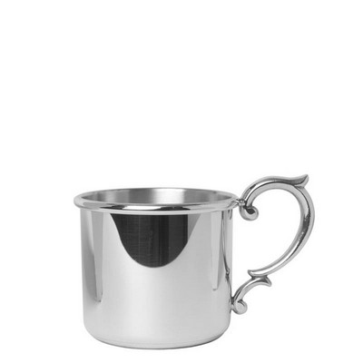 Salisbury Straight Edge Pewter Baby Cup w/Scroll Handle