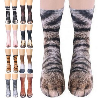 Unisex 3D Printed Socks Novelty Animal Paws Crew Socks