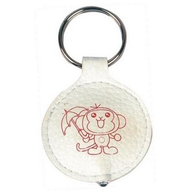 Round PU Leather LED Keychain