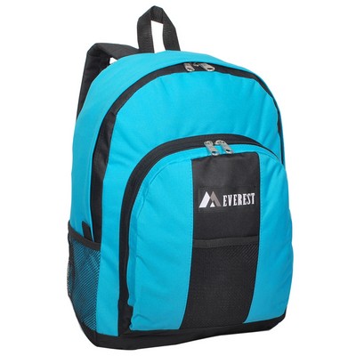 Everest Backpack with Front and Side Pockets, Turquoise Blue/Black