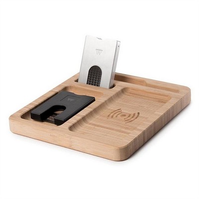 Bamboo Desk Tidy Wireless Charger